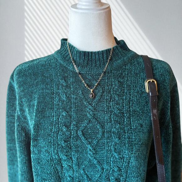 Vintage Alfred Dunner Teal Chenille Sweater - Picture 2 of 4